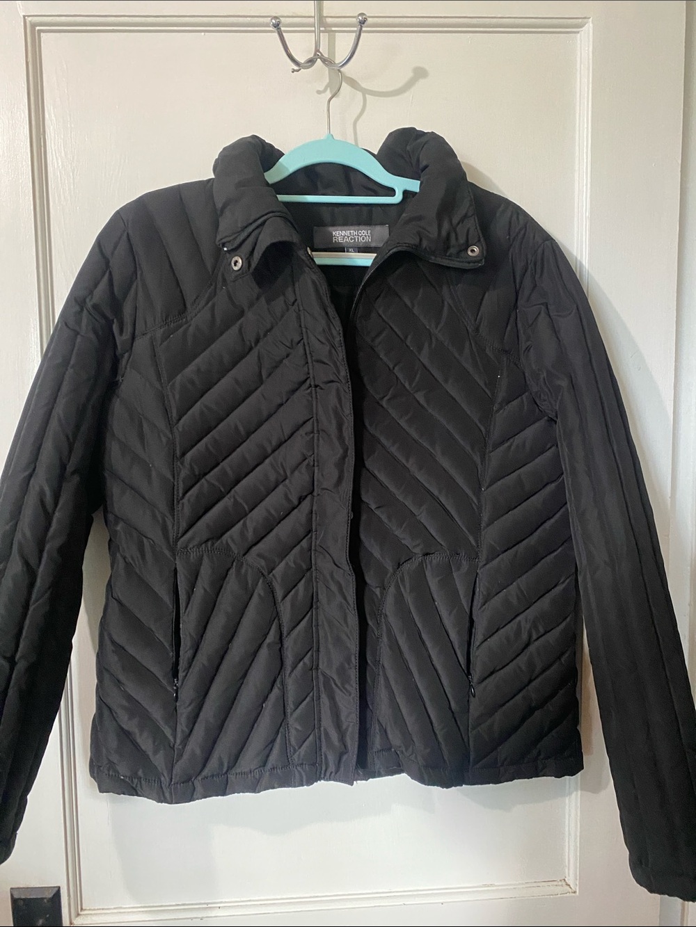 Kenneth Cole Reaction Women's Black Quilted Chevron Puffer Jacket